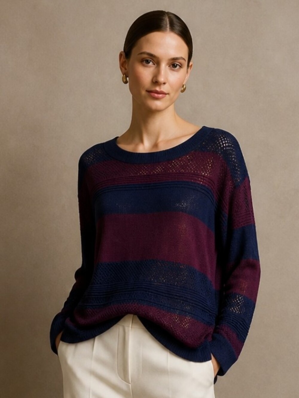 Market & Spruce Striped Sweater - Blue and Purple Striped Size XXL